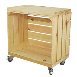 Houten verkoopkrat op wieltjes